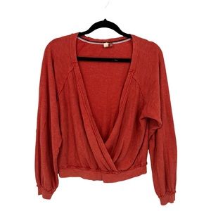 Pilcro & The Letterpress Orange Faux Wrap Front Top Size XS